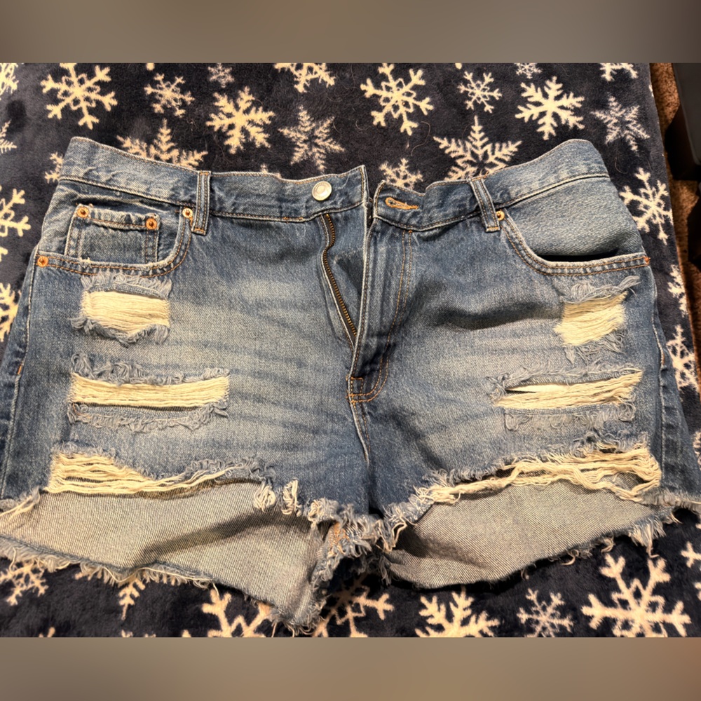 Aeropostale Blue Distressed Denim Shorts